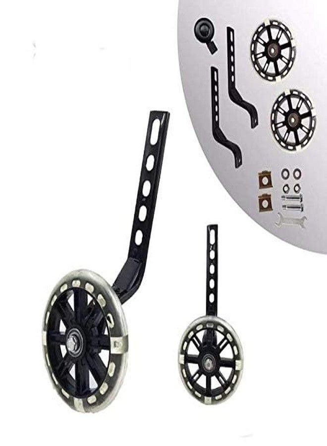 HUWAY training wheels flash mute wheel bicycle stabiliser mounted Kit compatible for bikes of 12 14 16 18 20 Inch， 1 Pair (Black) - Image 2