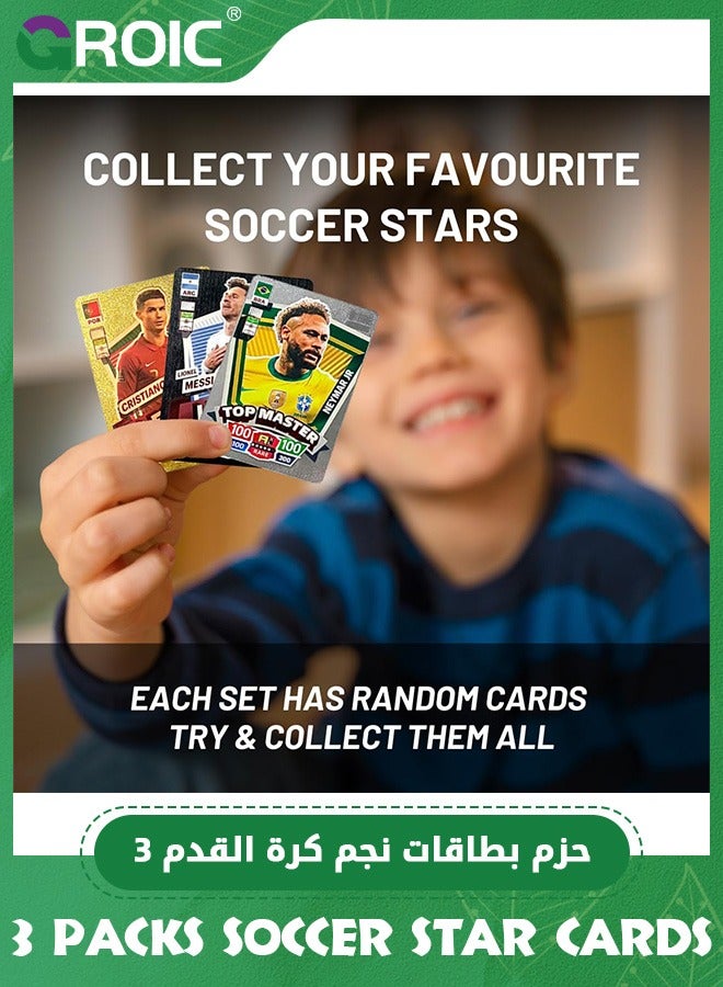 جرويك 3 مجموعات من بطاقات Soccer Star، مجموعة بطاقات Soccer Mystery باللونين الأسود والذهبي والفضي، بطاقات تداول كرة القدم، بطاقات كرة قدم قابلة للتجميع للمشجعين واللاعبين، أغلفة وبطاقات عشوائية، 30 بطاقة هدية للأصدقاء - Image 4