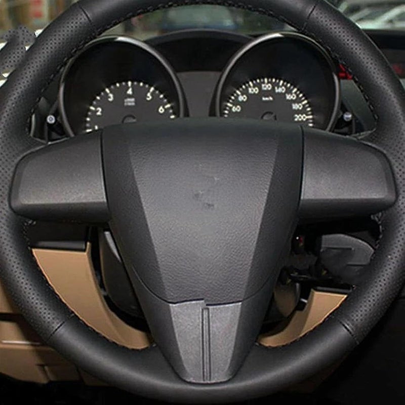 Wivplex Black PU Leather Steering Wheel Cover for Mazda - Image 2