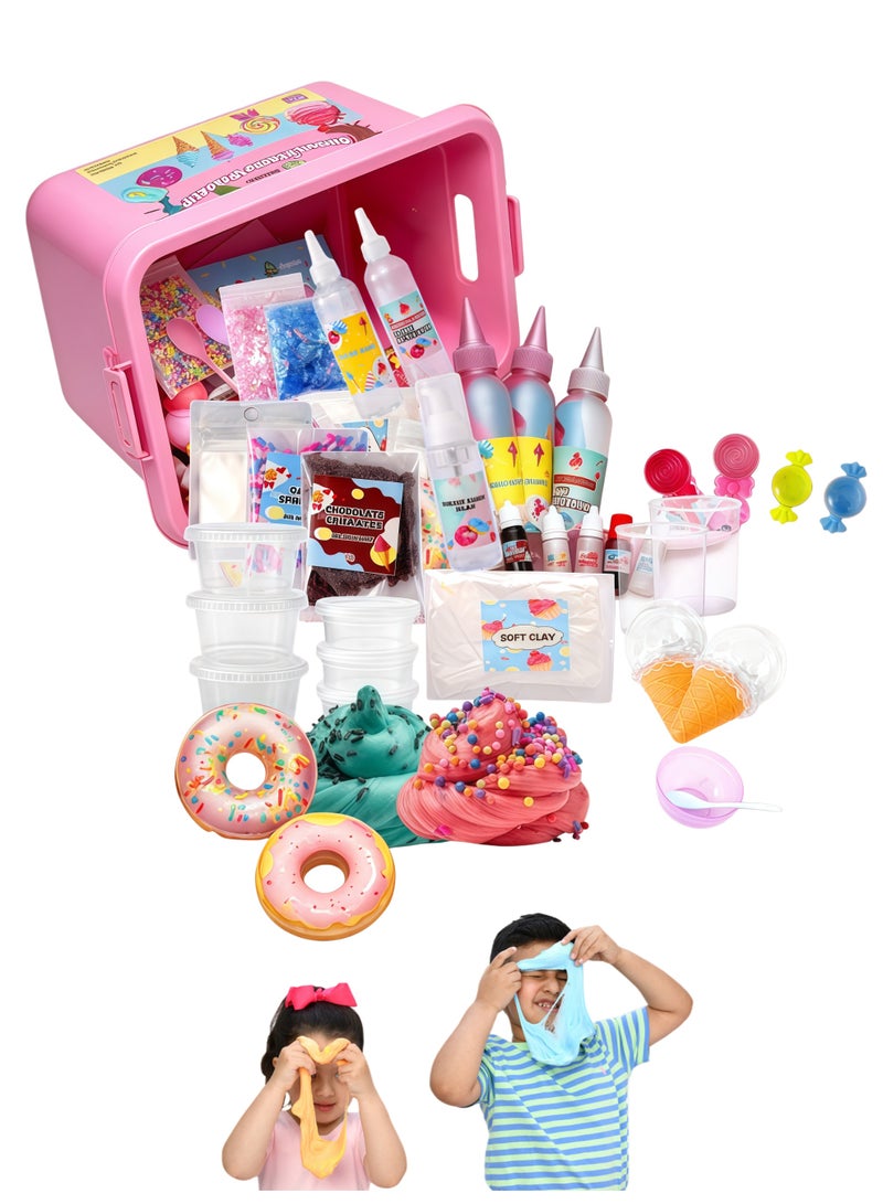RedMapleTEK DIY Slime Making Kit for Kids, Non‑Sticky Soft Scented Slime Set, Make Cloud Foam Butter Unicorn Candy Slime with Charms, Non‑Toxic Stress Relief Birthday Party Gift for 7‑12 Years Boys Girls - Image 1
