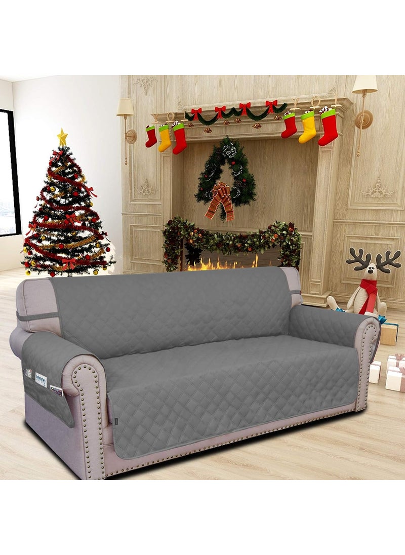Easy-Going - Easy-Going Sofa Slipcover Waterproof Couch Cover Non-Slip Sofa Cover for 3 Cushion Couch Seamless Whole Piece Fabric Furniture Protector for Pets Kids Children Dog Cat(Oversized Sofa, Gray) - Image 1