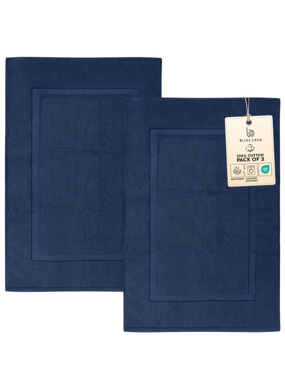 Bliss Casa - 100% Cotton Bath Mats (2 Pack, 50 x 80 cm) - 1000 GSM Bathroom Mat for Toilets, Super Soft and Extra Absorbent Floor Mats For Elegant Look