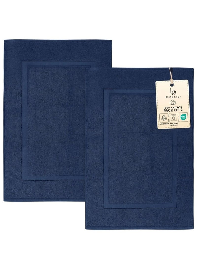 Bliss Casa - 100% Cotton Bath Mats (2 Pack, 50 x 80 cm) - 1000 GSM Bathroom Mat for Toilets, Super Soft and Extra Absorbent Floor Mats For Elegant Look - Image 1