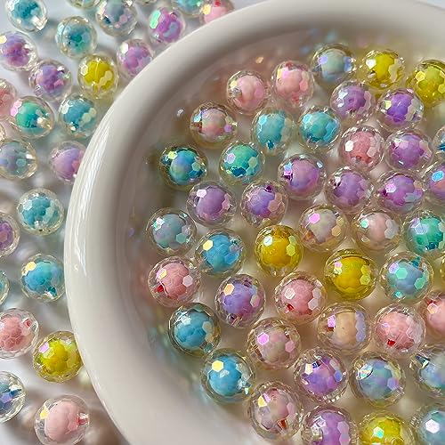 ANCADN 16mm Acrylic Beads 90pcs Shine Colorful Bead Multicolor Round Beads for DIY Jewelry Making (ab Polyhedral) - Image 3