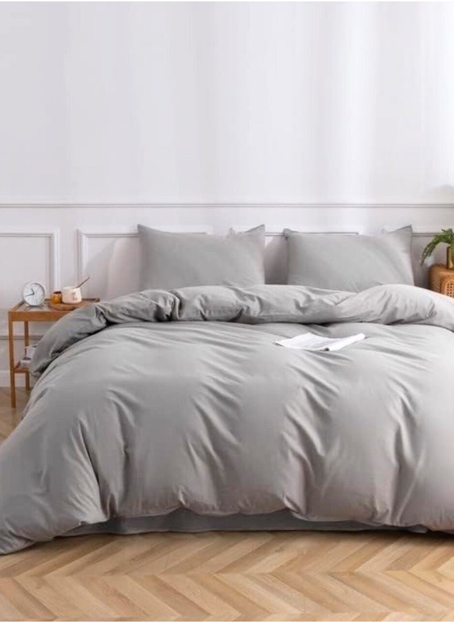 LUNA Home - King Size 6-Piece Premium Quality Bedding Set in Solid Grey, No Filler Included. - Image 1