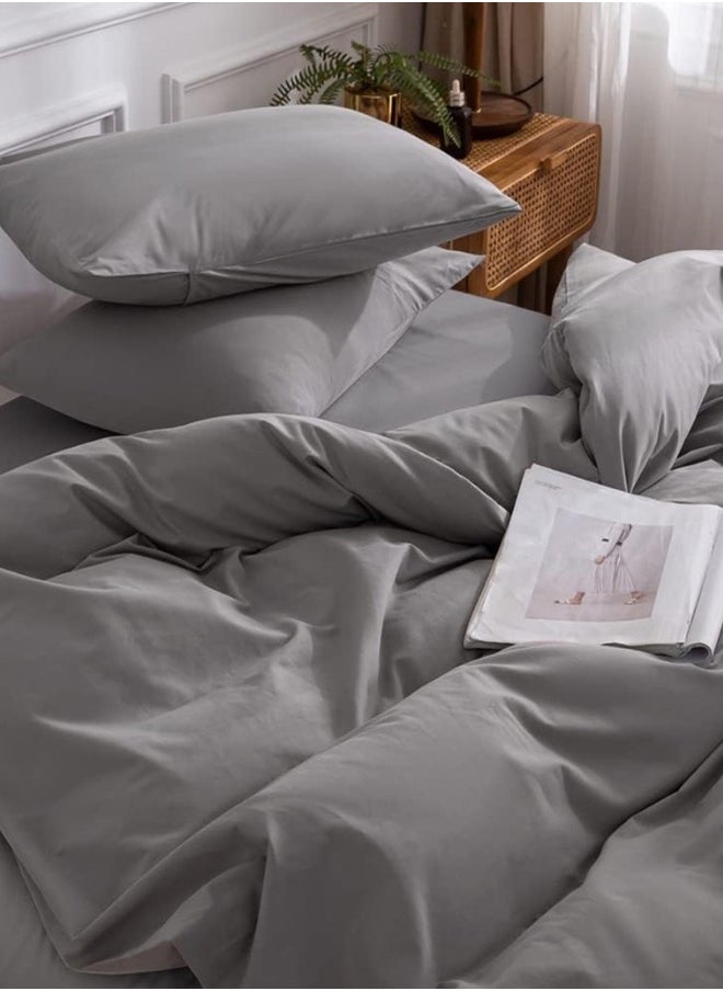 LUNA Home - King Size 6-Piece Premium Quality Bedding Set in Solid Grey, No Filler Included. - Image 1