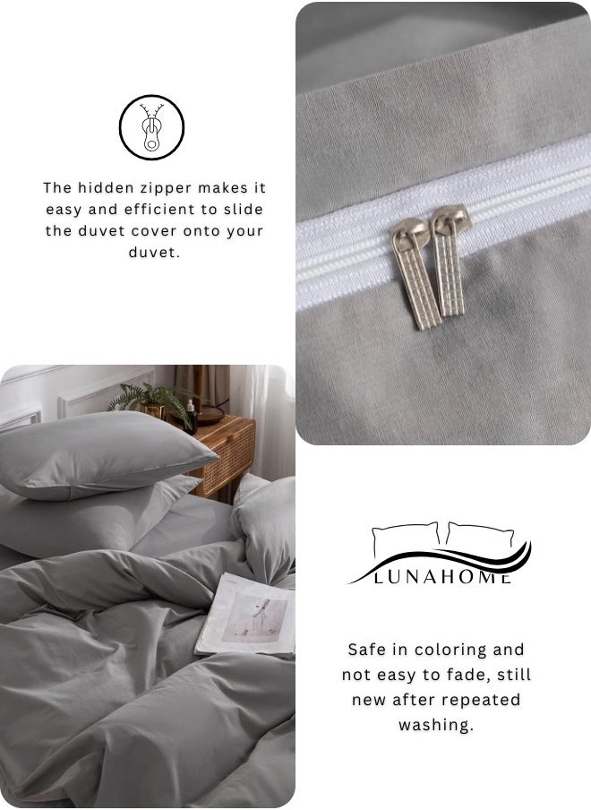 LUNA Home - King Size 6-Piece Premium Quality Bedding Set in Solid Grey, No Filler Included. - Image 1