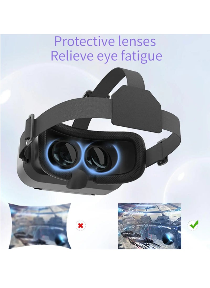 نظارة الواقع الافتراضي VR متوافقة مع هاتف iPhone وAndroid ضمن شاشة عرض 4.7-7.0 بوصة - نظارات الواقع الافتراضي العالمية - نظارات ثلاثية الأبعاد جديدة ناعمة ومريحة (G13-أسود)