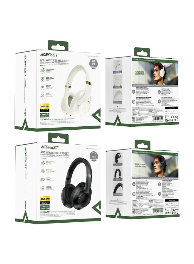 ACEFAST Wireless Over Ear Headphones H4, 55 Hours Play Time, Active  Noise Cancelling, Adjustable Headband, Foldable Earcups, IPX4 Water Resistance - Black - Image 5