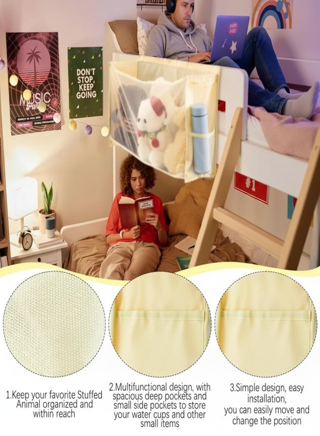 Beeveer Bedside Stuffed Animal Organizer Storage - Large Capacity Space Saving Plush Toy Organizer Net with Reinforced Sides & Extra Pockets, Stuffy Holder Bed Caddy, Beige - Image 4