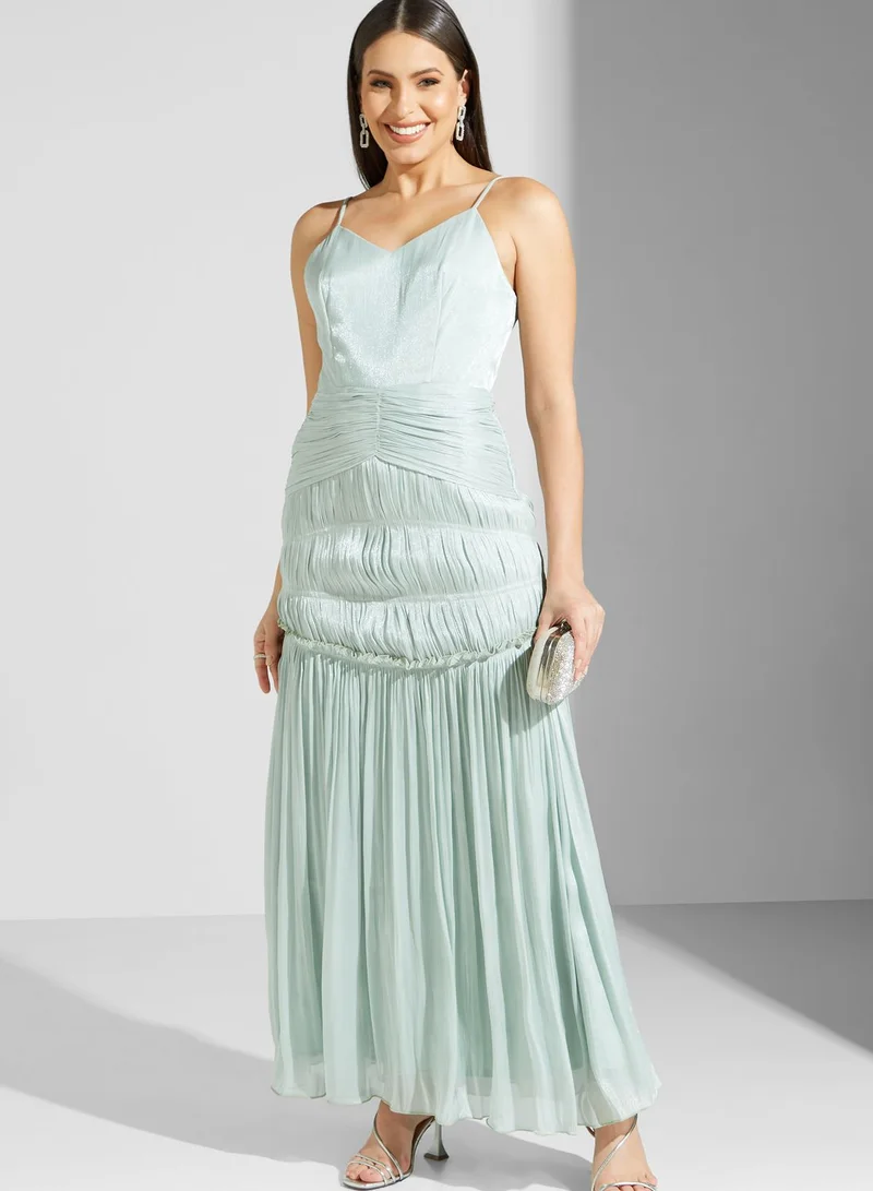 Namshi x Lama Strappy Dress With Shirring Detail