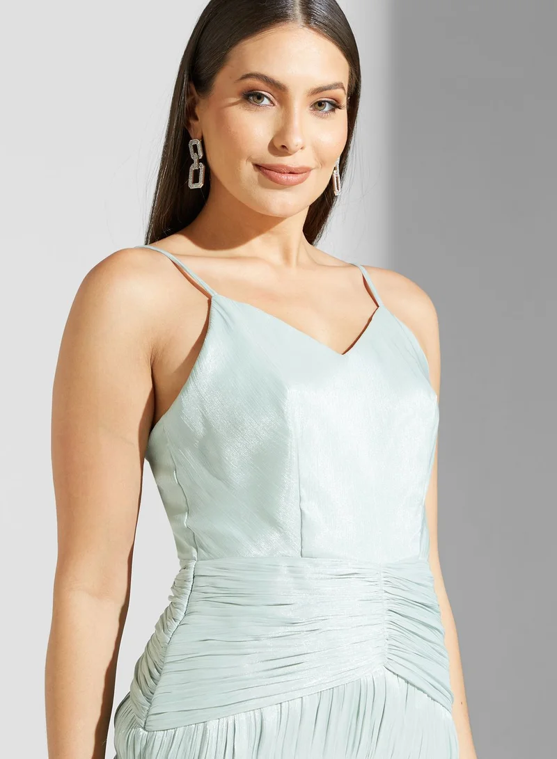 Namshi x Lama Strappy Dress With Shirring Detail