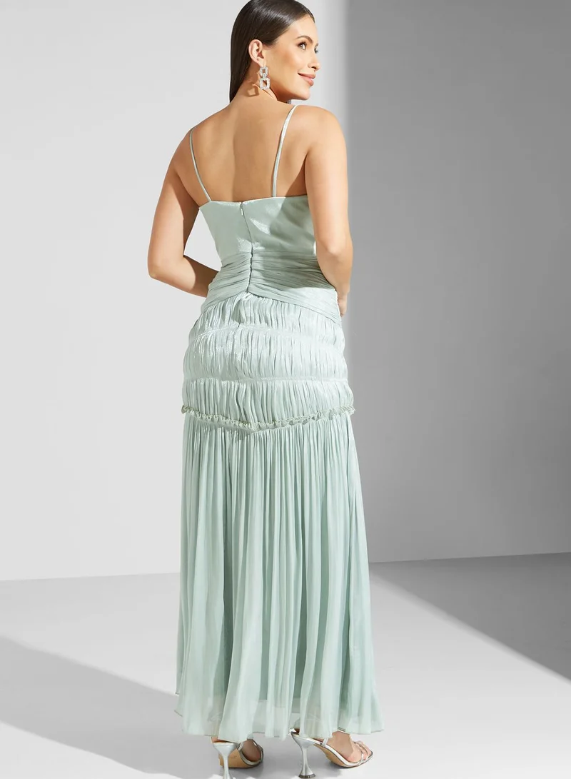 Namshi x Lama Strappy Dress With Shirring Detail