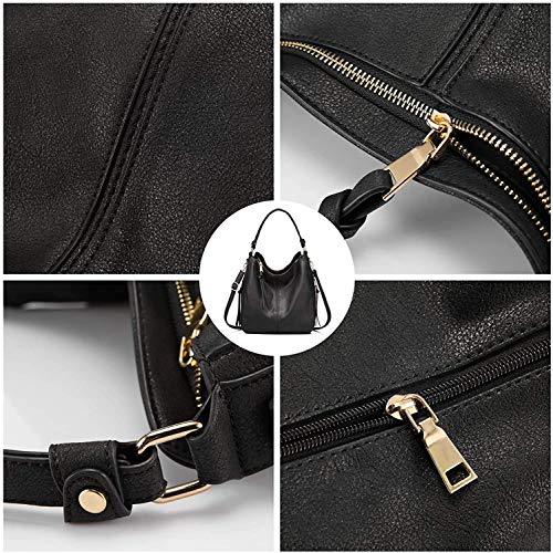 INOVERA (LABEL) Faux Leather Women Handbags Shoulder Hobo Bag Ladies Big Purse With Long Strap (Black) - Image 5