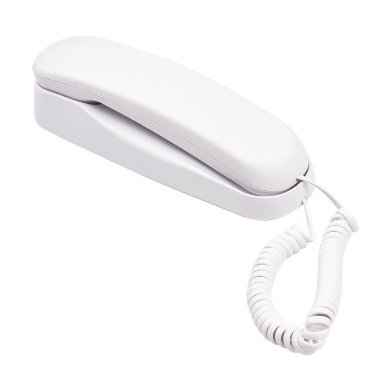 Corded Phone: White Compact Lightweight Landline - Space-Saving Integrated Button Design, Wall-Mountable Desktop Corded Telephone for Home, Hotel, Office, Call Center - Image 1