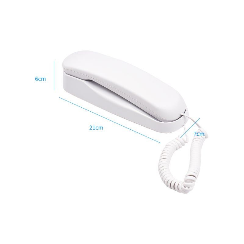 Corded Phone: White Compact Lightweight Landline - Space-Saving Integrated Button Design, Wall-Mountable Desktop Corded Telephone for Home, Hotel, Office, Call Center - Image 4