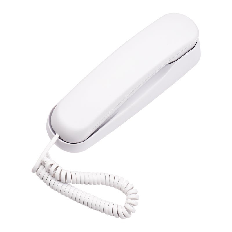 Corded Phone: White Compact Lightweight Landline - Space-Saving Integrated Button Design, Wall-Mountable Desktop Corded Telephone for Home, Hotel, Office, Call Center - Image 3