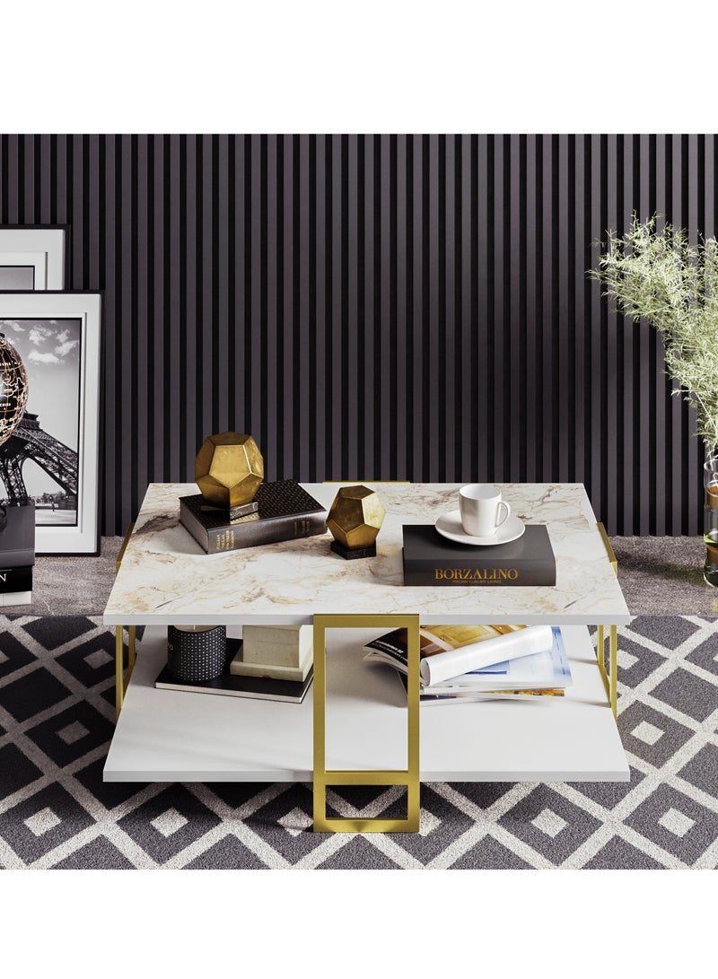Decorotika Polka Metal Legs Coffee Table 90 cm | Living Room Table - Image 3