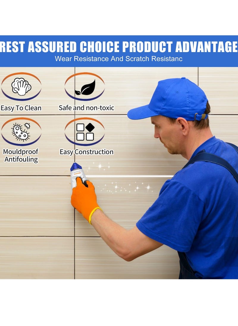 SYOSI - Tile Grout Paint Cement Crack Filler Grout Sealer for Shower Tile Floor Tile and More Complete Solution for Filling Cracks and Gaps in Tile Surfaces Easy and Safe to Use White - Image 1