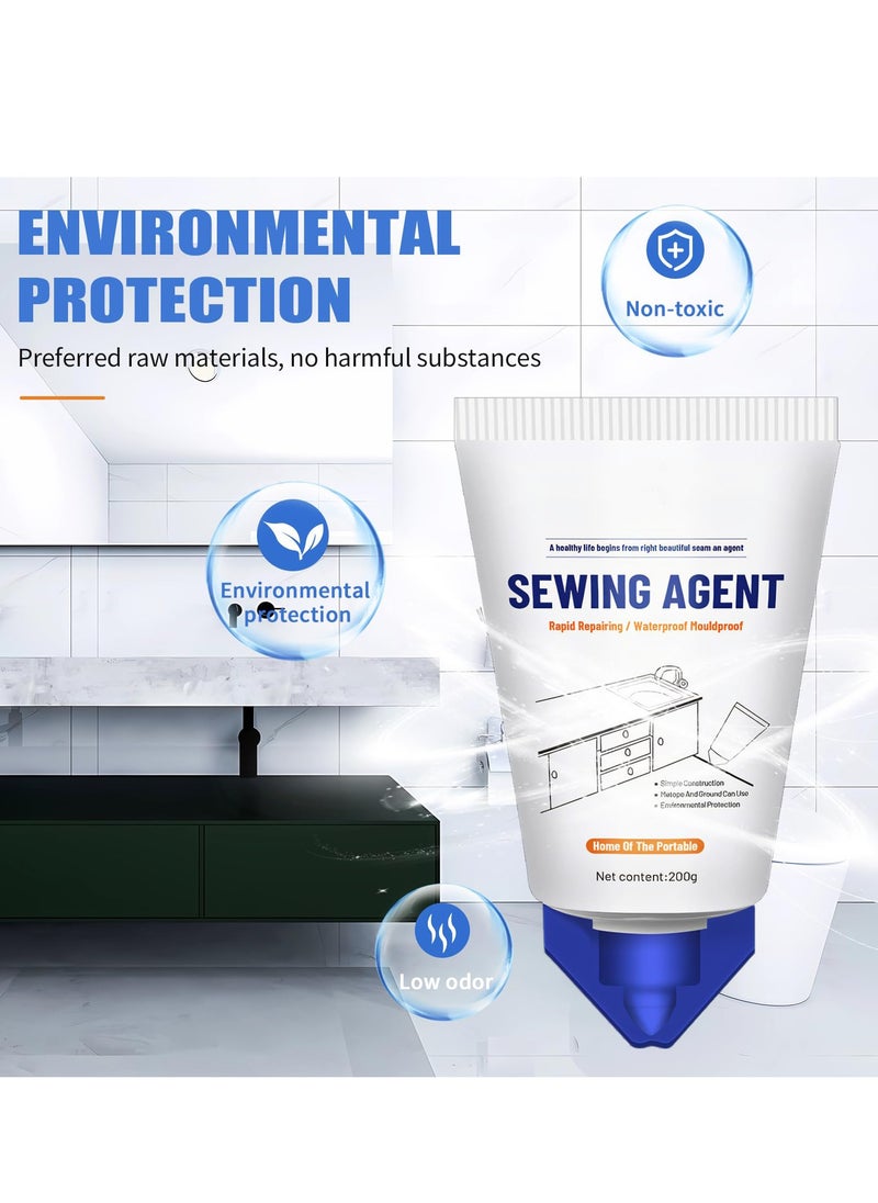 SYOSI - Tile Grout Paint Cement Crack Filler Grout Sealer for Shower Tile Floor Tile and More Complete Solution for Filling Cracks and Gaps in Tile Surfaces Easy and Safe to Use White - Image 1