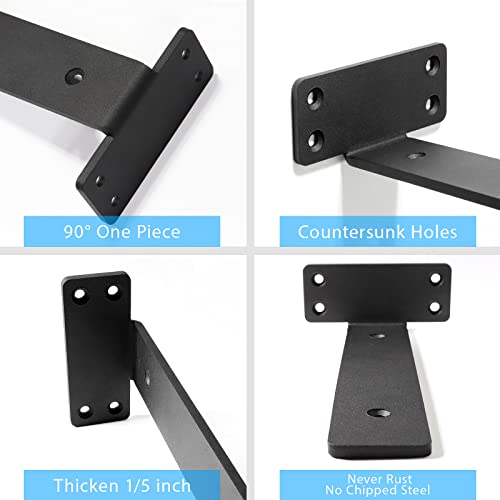WEKIS Shelf Brackets Floating Shlef Brackets 10-Inch 6-Packs, 1/5-Inch Thick Heavy Duty Shelving Brackets for Wood Shelves, 10" Hidden Black Metal L Bracket Shelf Bracket Supports with 160 Lbs Load Capacity - Image 3