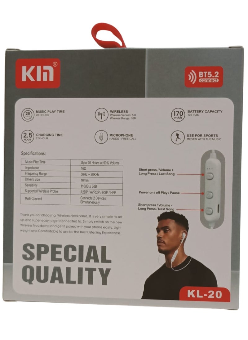 KIN Kin Hi-Fi Wireless Headphone KL- 20 White  - Image 2