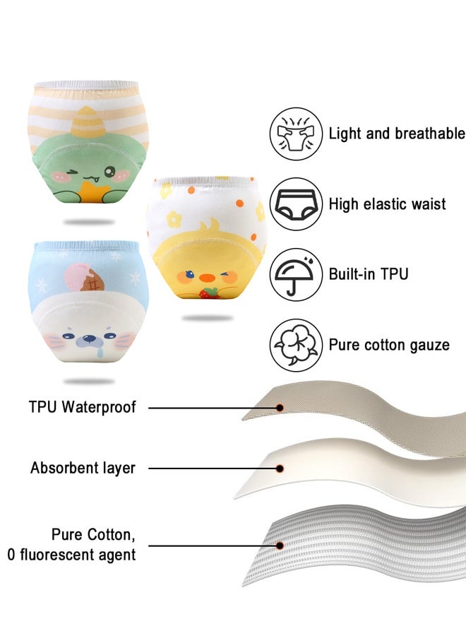 Vividorad 3 Piece Baby Potty Training Pants,Potty Training Underwear,Cloth Diaper for Boy and Girls, Breathable Potty Training Underwear, 6 Layers Breathable Cotton Absorbent Trainer Pants for Toddler Baby Boys Girls Waterproof,Size 90/100 / 110  - Image 5
