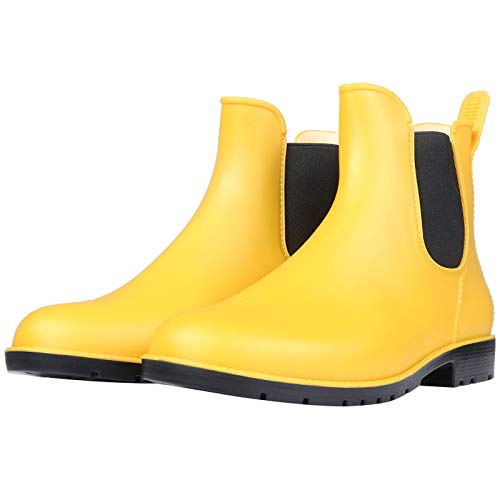 Asgard Women's Ankle Rain Boots Waterproof Chelsea Boots, Yellow 41 (Size 10) - Image 5