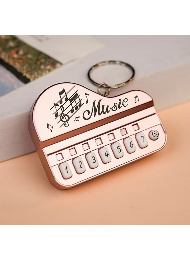 Creative Electronic Piano Pocket Mini Music Sound Luminous Electronic Piano Game Machine Keychain Pendant Toy-Color:Metallic Powder [playable]  - Image 1