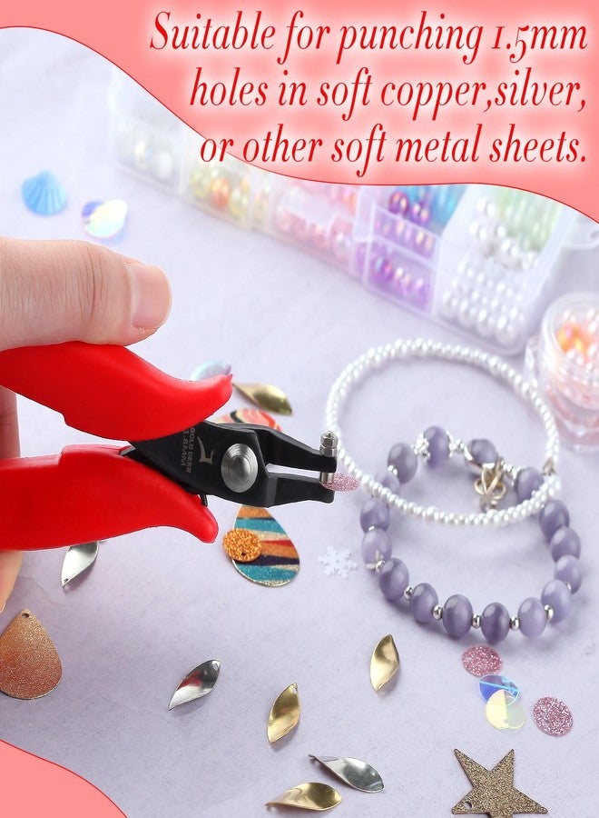 GOLD DEER 1.5mm Short-Jaw Metal Hole-Punch Pliers Small Round Hole Punch Pliers One Replacement Pins for Soft Metals Sheet Metal Jewelry Making Tool with PVC Handles for Handcraft Work DIY Hand Tool - Image 4