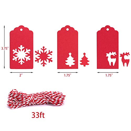 Tonak Gift Tags with Holes Present Wrap Tag Paper Small Xmas Gift Tags with Twine Vintage Gift Labels Christmas Tags Bulk 100pcs - Image 4