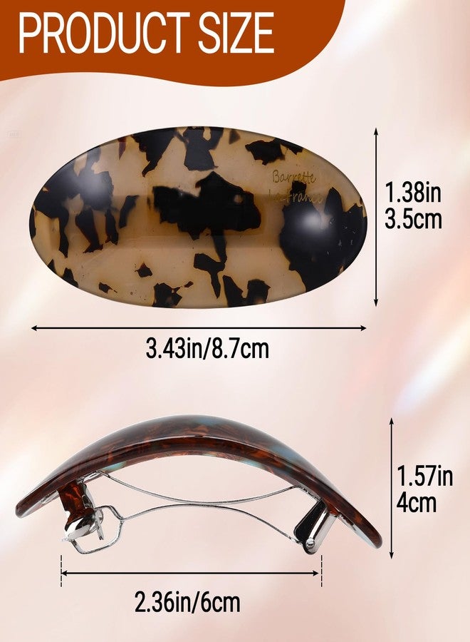Winsyison 2pcs Acetate French Hair Barrette, Large Vintage French Hair Clips Barrettes, Oval Tortoise Shell Clips Accessories for Women Thick Thin Long Wavy Hairstyle- Light Tortoiseshell & Blue-Brown - Image 2
