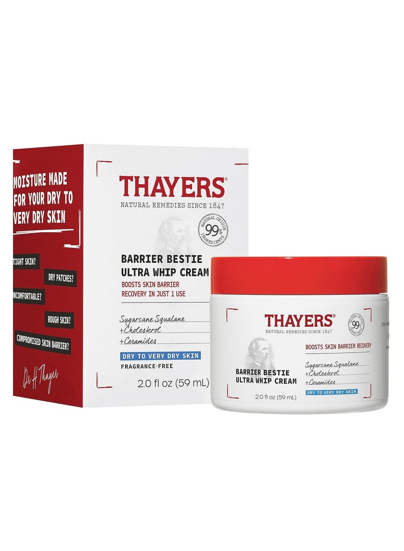 THAYERS Barrier Bestie Ultra Whip Face Cream, Moisturizer with Sugarcane Squalane and Ceramides, Skin Care for Dry to Very Dry Skin, 59ml - Image 1