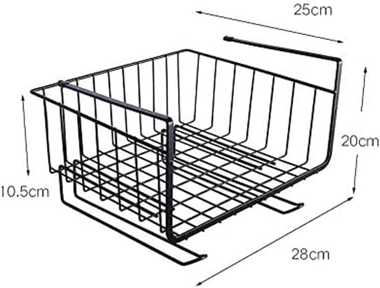 SHOWAY Rack Storage Organizer, with 2 Tier Hanging Rails 5 Hooks and Basket for Kitchen Cookware Utensils Under Shelf Holder, Assorted colors - Image 2