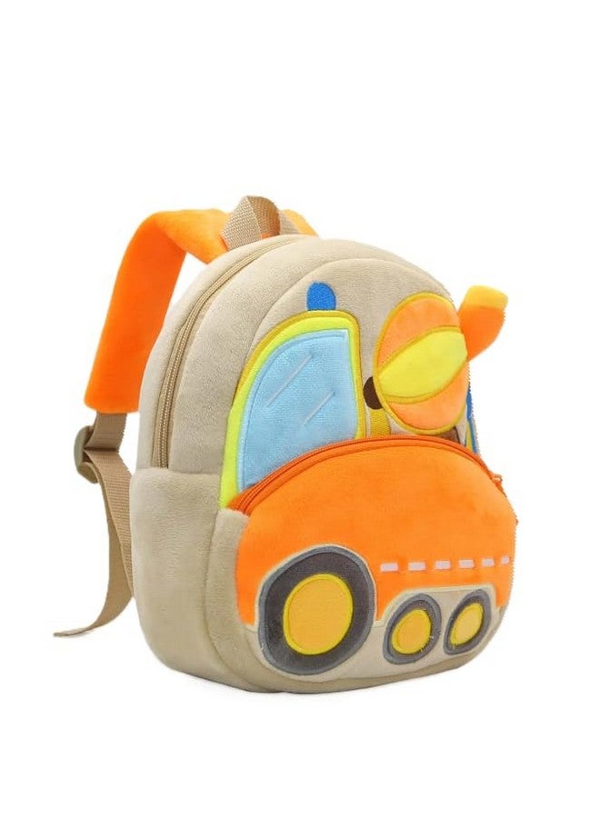 blue tree School Bag for Cute Kids for (1-6 Years), Preschool Soft Plush Bulldozer Truck Unicorn Bag, Mini Cartoon Backpack for Baby Boys and Girls - Image 2