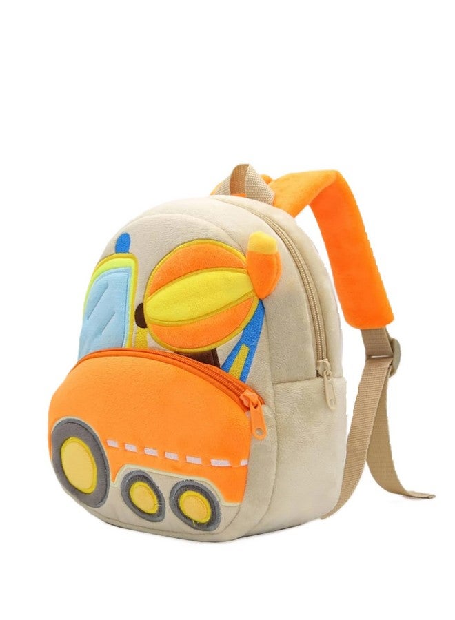 blue tree School Bag for Cute Kids for (1-6 Years), Preschool Soft Plush Bulldozer Truck Unicorn Bag, Mini Cartoon Backpack for Baby Boys and Girls - Image 3