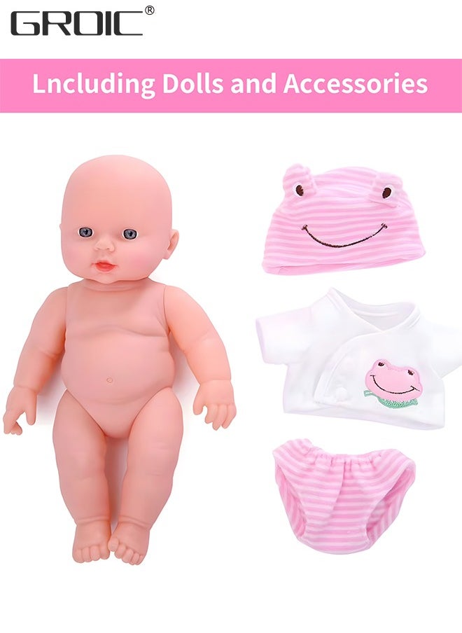 GROIC 11-Inch Soft Body Baby Doll, Reborn Baby Dolls Lifelike Newborn Dolls, 3D Simulation Collection Baby Doll with Pink Cloths, Little Interactive Dolls with 4 Emotions Baby Sounds  - Image 3