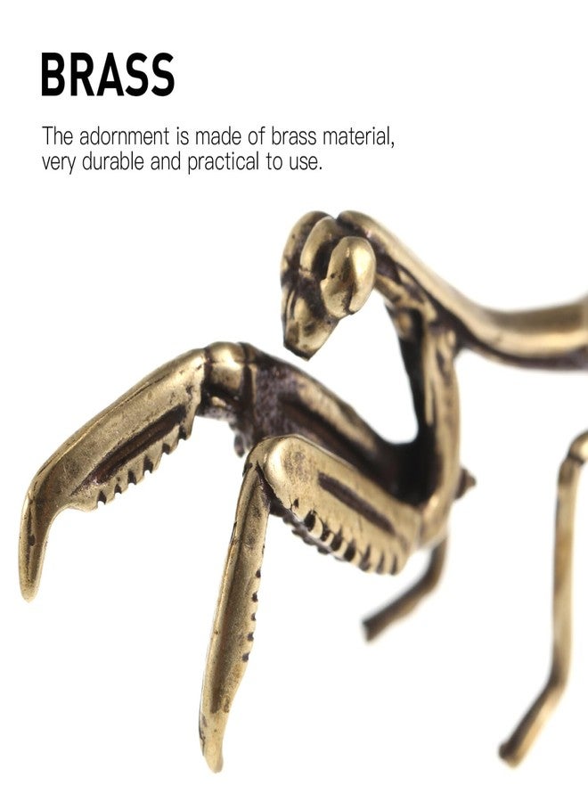 IMIKEYA Gold Praying Mantis Figurines: Vintage Brass Mantis Statues Decorative Brass Animal Ornament DIY Craft Small Metal s Desktop Ornament for Rustic Home Decor Wall Art - Image 4