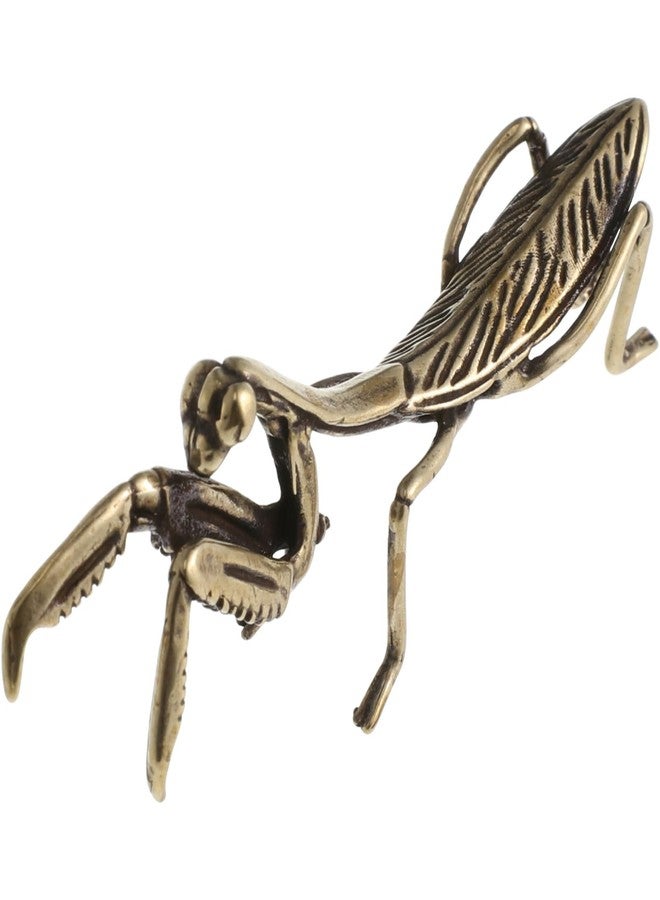 IMIKEYA Gold Praying Mantis Figurines: Vintage Brass Mantis Statues Decorative Brass Animal Ornament DIY Craft Small Metal s Desktop Ornament for Rustic Home Decor Wall Art - Image 1
