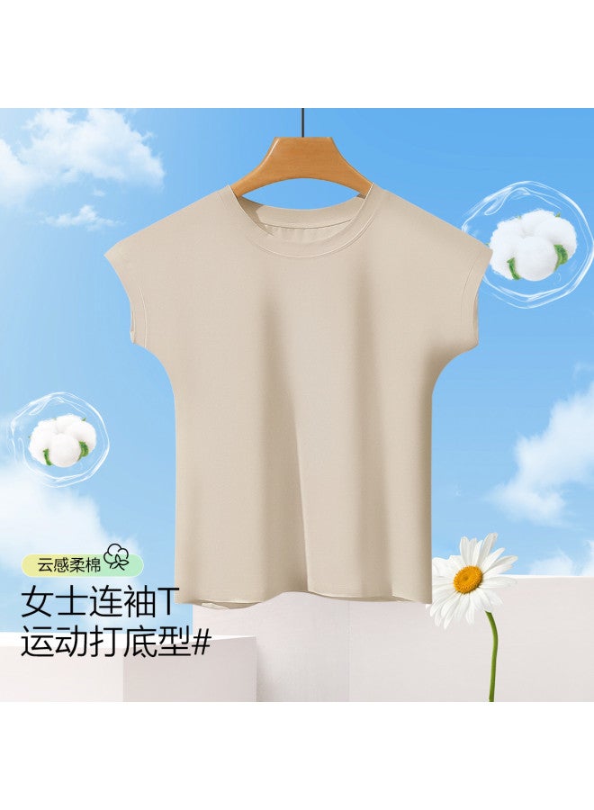 Red Bean Cloud-Soft Cotton Short-Sleeve T-Shirt For Women, Summer Layering Top, Thin And Versatile For Outer Wear, Slim-Fit Women'S Tee - Image 2