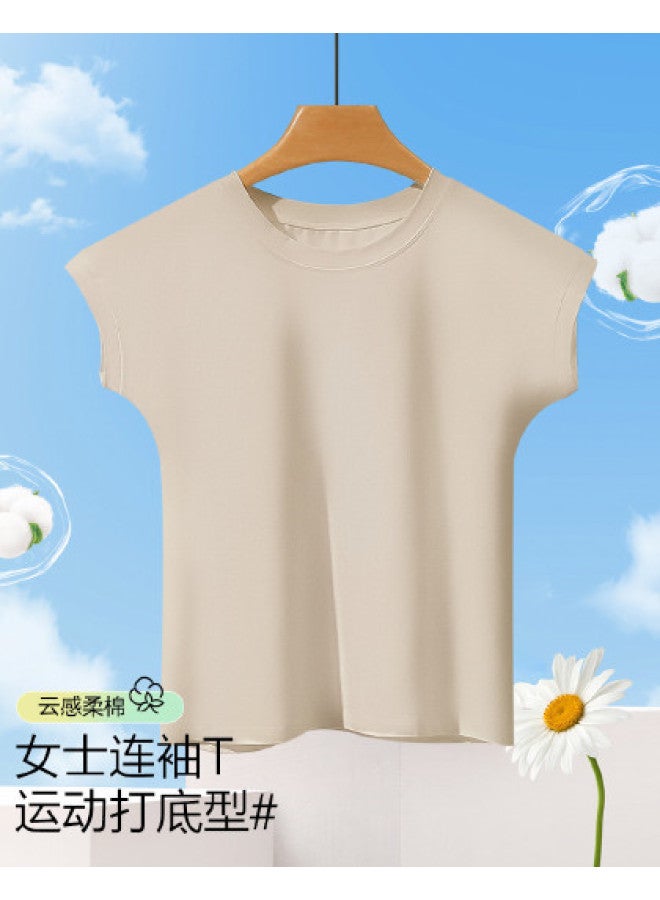 Red Bean Cloud-Soft Cotton Short-Sleeve T-Shirt For Women, Summer Layering Top, Thin And Versatile For Outer Wear, Slim-Fit Women'S Tee - Image 1