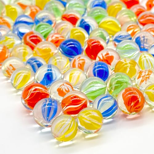 Lagincig 100Pcs Glass Marbles 4 Color Mix Sizes 14mm 16mm for Marble Bounce Game DIY or Decoration - Image 1