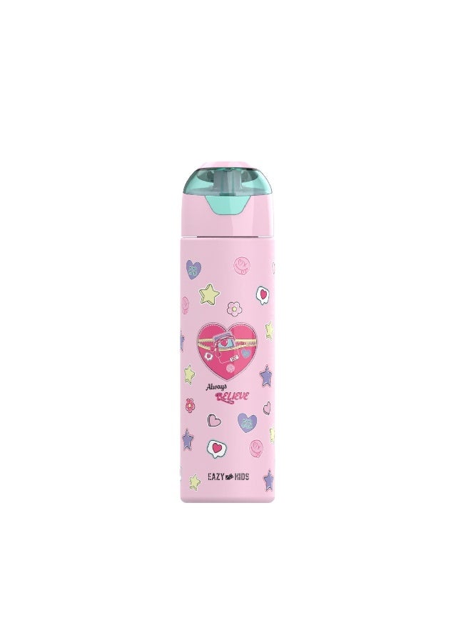 Eazy Kids Convertible Bento Lunch Box w/ Insulated Stainless Steel Water Bottle 640ml – Always Believe Pink