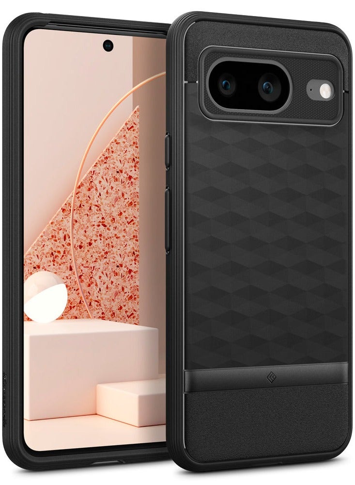 Caseology Parallax [Grade Drop Tested] TPU Case for Google Pixel 8 Case 5G, 3D Pattern (2023) - Matte Black - Image 1