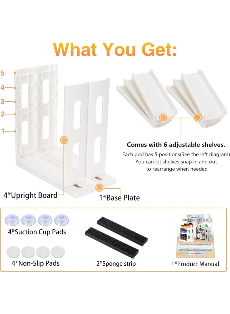 Arabest منظم رف التوابل لمطبخ واملت - خزانة سحب وتدوير مع 2 رف ثلاثي الطبقات - رفوف قابلة للتعديل من ABS (10.8 بوصة ارتفاع × 5.8 بوصة عرض × 10.4 بوصة عمق) (كريمي-أبيض) (أبيض) - Image 3