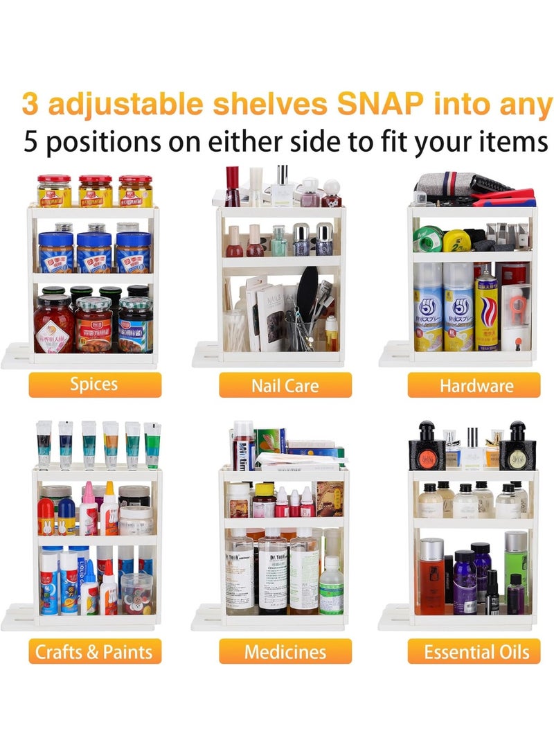 Arabest منظم رف التوابل لمطبخ واملت - خزانة سحب وتدوير مع 2 رف ثلاثي الطبقات - رفوف قابلة للتعديل من ABS (10.8 بوصة ارتفاع × 5.8 بوصة عرض × 10.4 بوصة عمق) (كريمي-أبيض) (أبيض) - Image 5