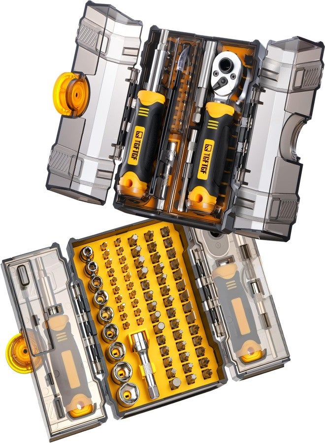 TGFTGF 78 PCS Ratcheting Screwdriver Set Ratchet Wrench Socket Set, with Magnetic Precision Screwdriver Set, Portable, Repair Tool Kits, Double-Layer Design for Computer/Bike/Car/Electronics - Image 1