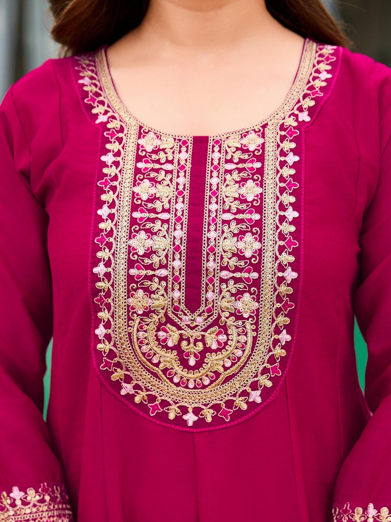 Naixa Women's Vichitra Silk Siquinned Embroidered Flared Kurta with Pant and Dupatta Sets (NX-S-Shakti-Rani-XL) - Image 5