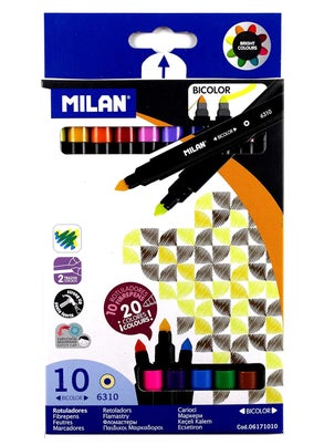 MILAN MILAN Water Based 10 rotuladores Bicolores Fiberpens  - Image 1
