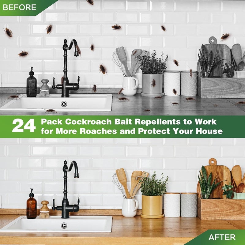 Enbabbor 24 Pack Cockroach Repellent for Home, Natural Roach Repellent to Keep Cockroach Away - Powerful Roach Bait Cockroach Deterrent Indoor Outdoor for Kitchen Home RV Pet Safe - Image 4